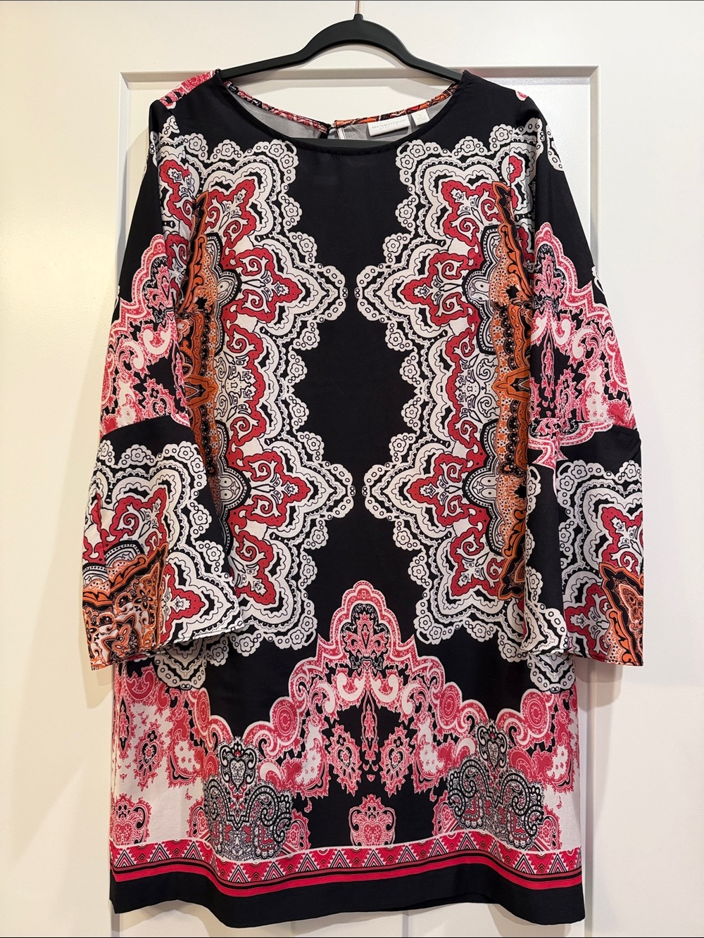 New York & Company Stretch Dress pink Black & White Print Size Medium